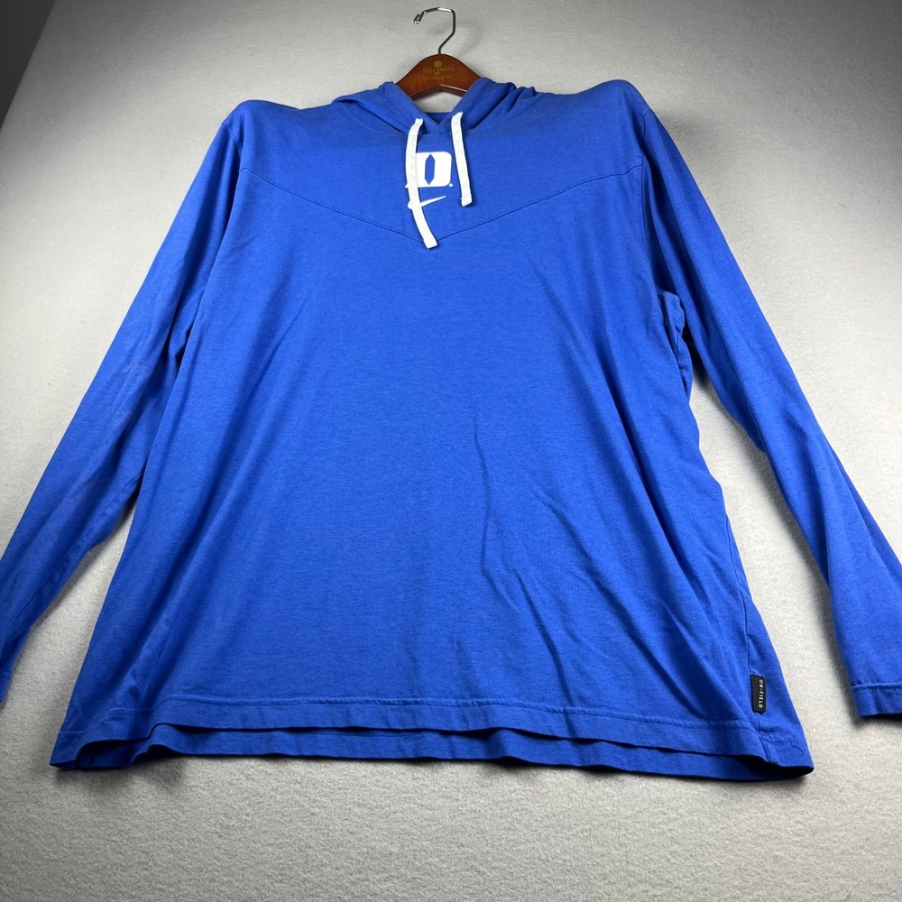 Nike Duke Blue Devils Mens XL Blue Long Sleeve Hooded T-Shirt On-Field Apparel
